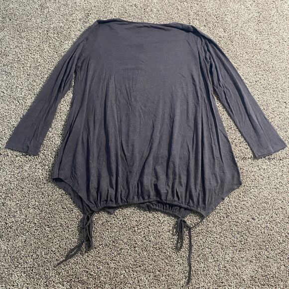 Chalet Tunic Top Womens Large Purple Button Front Long Sleeve Drawstring Hem USA - Picture 2 of 8